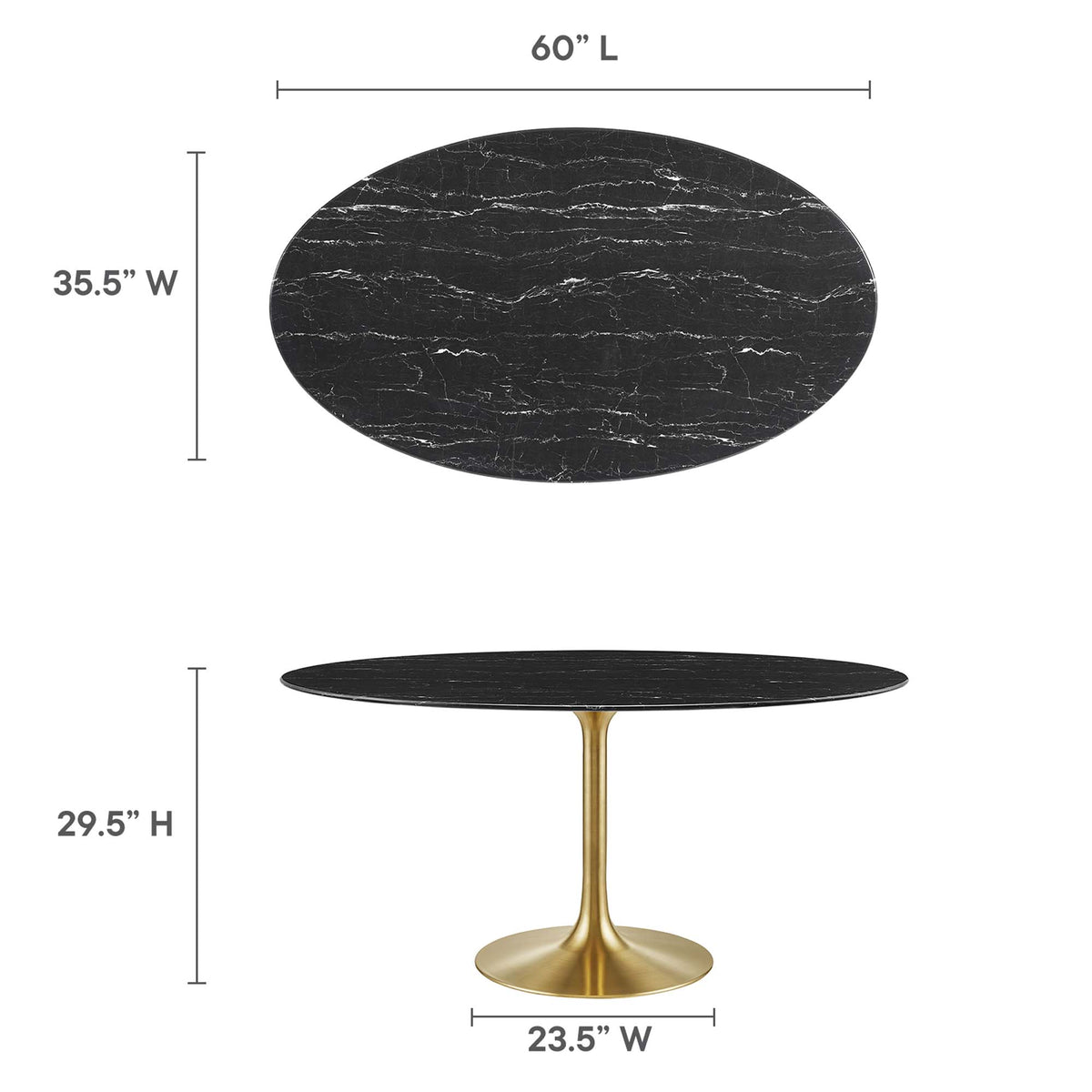 Lippa Oval Faux Marble Dining Table by Modway