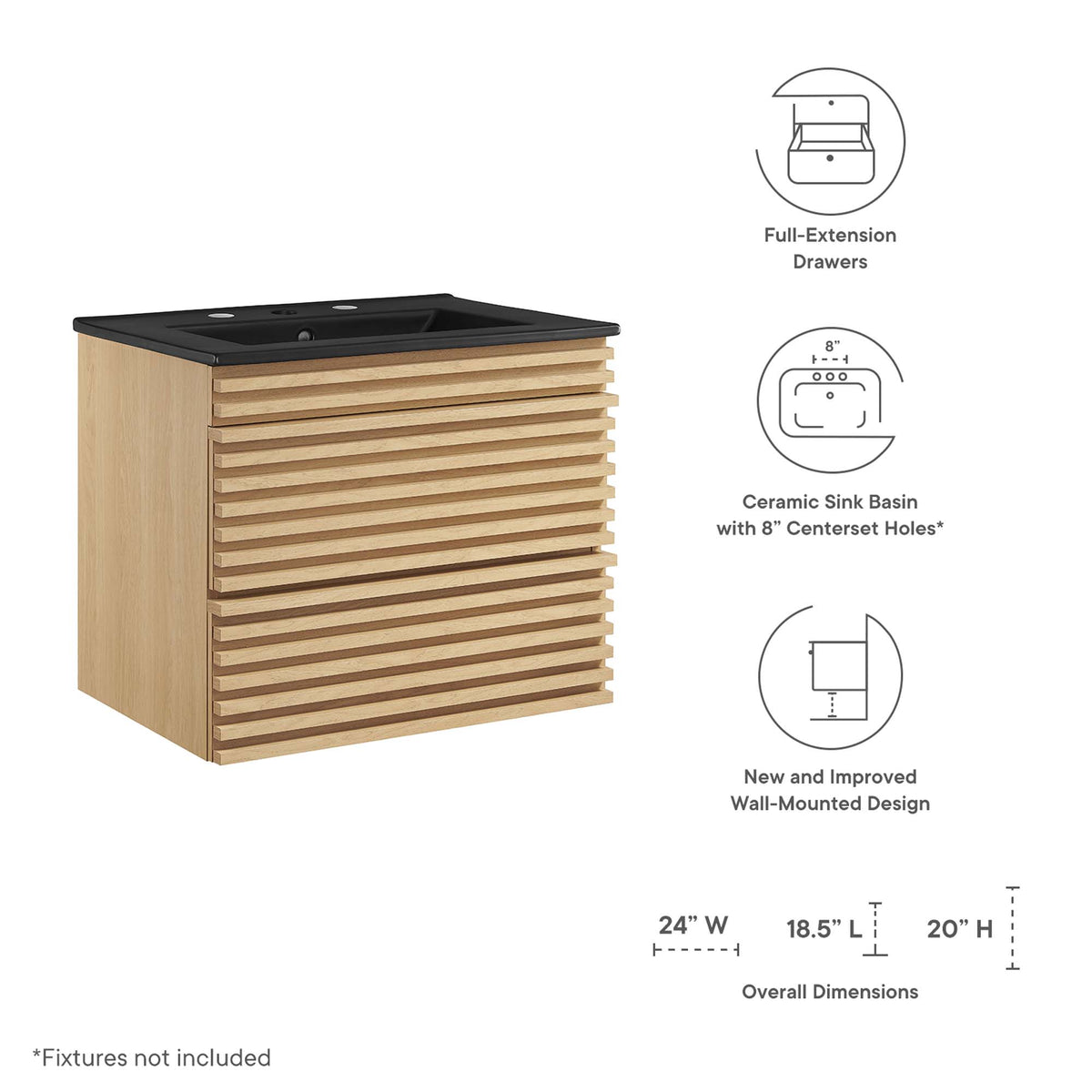 Render Wall-Mount Bathroom Vanity by Modway