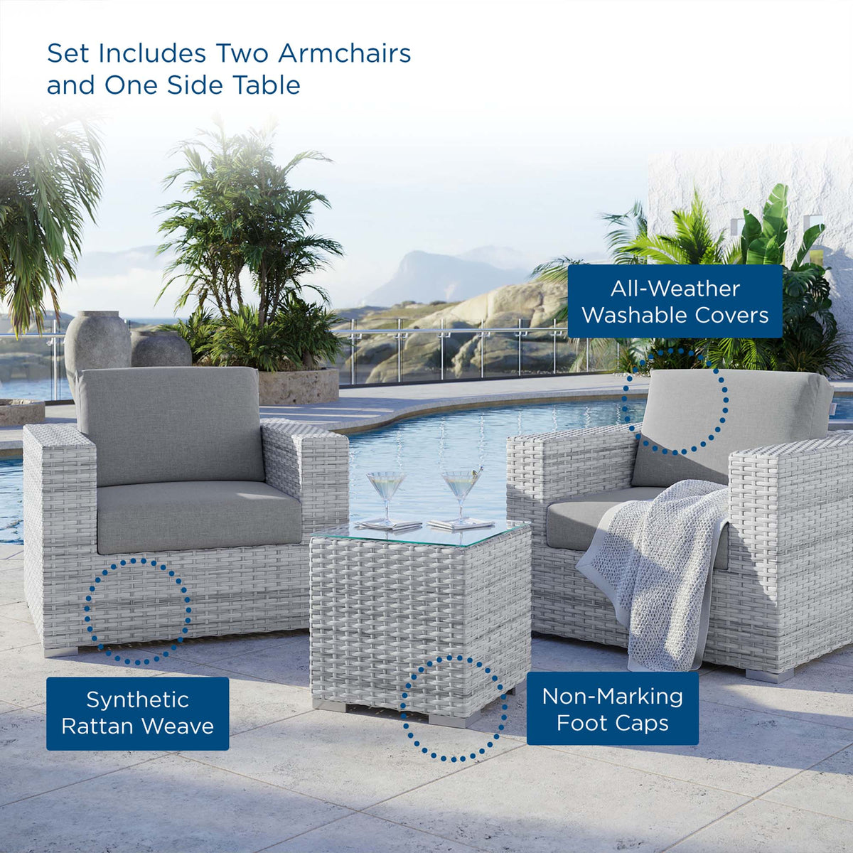 Convene 3-Piece Outdoor Patio Set by Modway