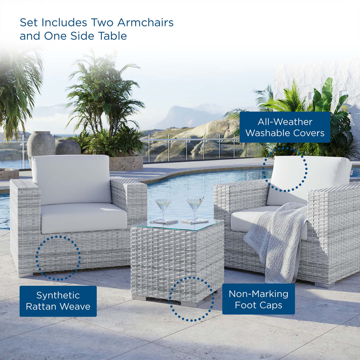 Convene 3-Piece Outdoor Patio Set by Modway