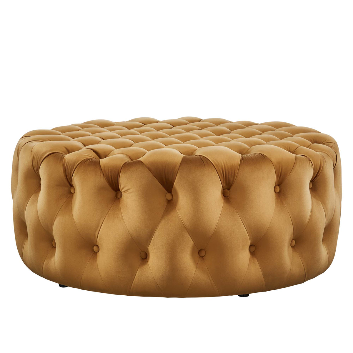 Amour Tufted Button Large Round Performance Velvet Ottoman by Modway