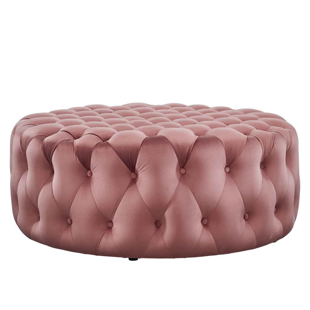 Amour Tufted Button Large Round Performance Velvet Ottoman by Modway