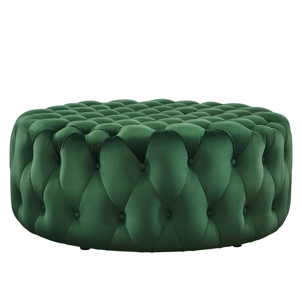 Amour Tufted Button Large Round Performance Velvet Ottoman by Modway