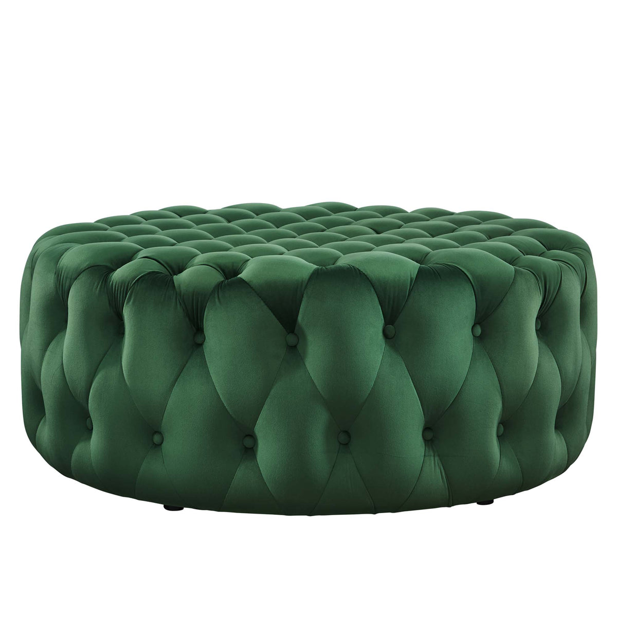 Amour Tufted Button Large Round Performance Velvet Ottoman by Modway