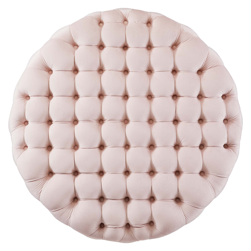 Amour Tufted Button Large Round Performance Velvet Ottoman by Modway