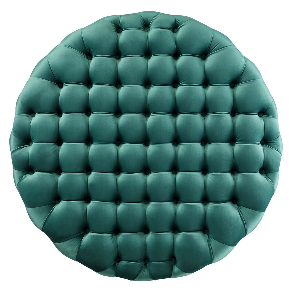 Amour Tufted Button Large Round Performance Velvet Ottoman by Modway