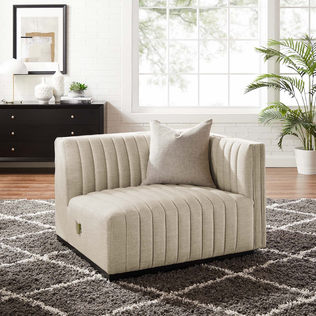 Conjure Channel Tufted Upholstered Fabric Right-Arm Chair by Modway