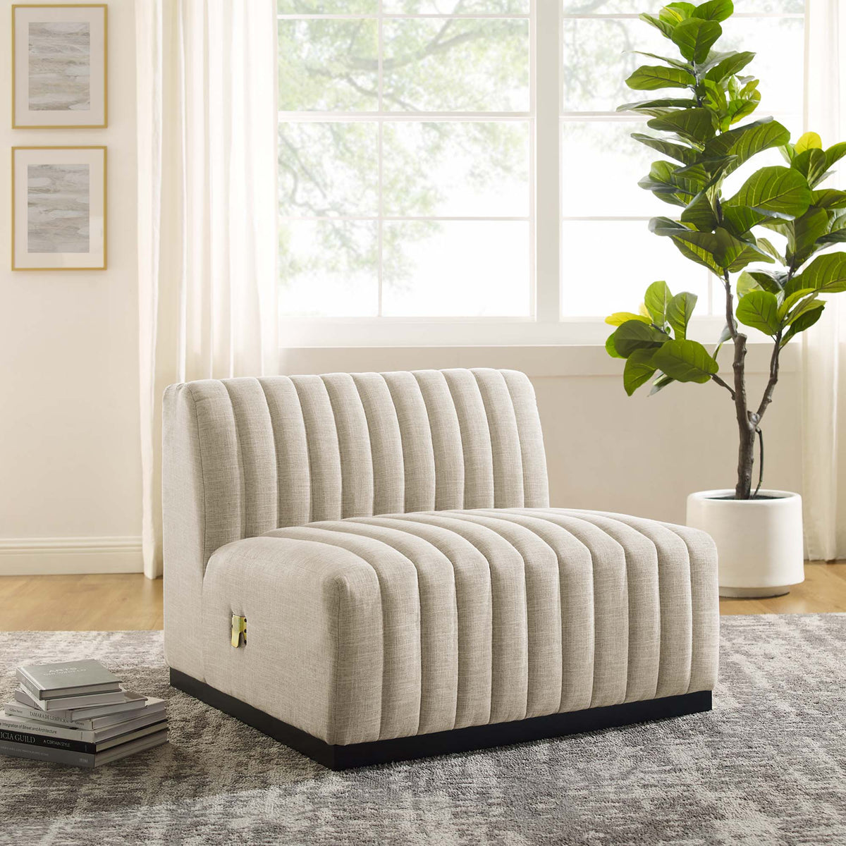 Conjure Channel Tufted Upholstered Fabric Armless Chair by Modway