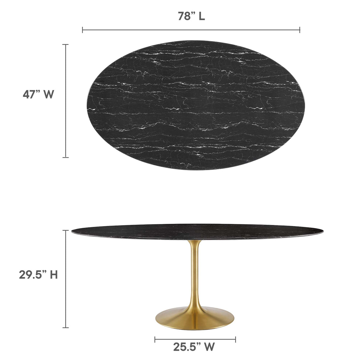 Lippa Oval Faux Marble Dining Table by Modway