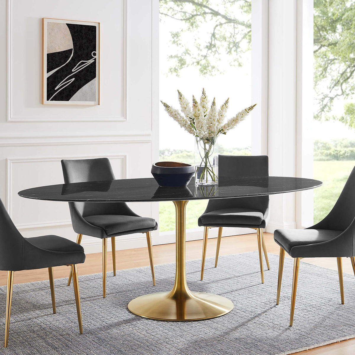 Lippa Oval Faux Marble Dining Table by Modway