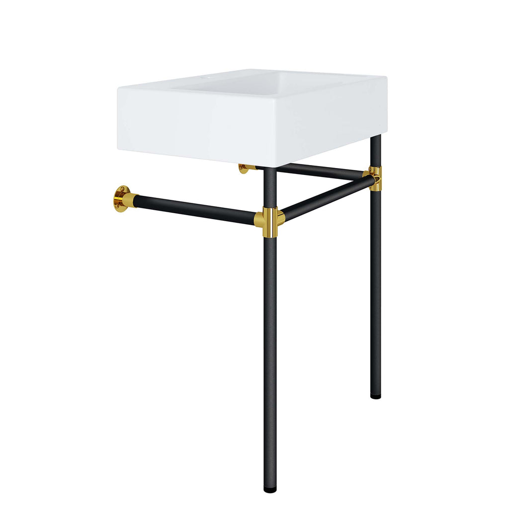 Redeem 24" Wall-Mount Black Stainless Steel Bathroom Vanity by Modway
