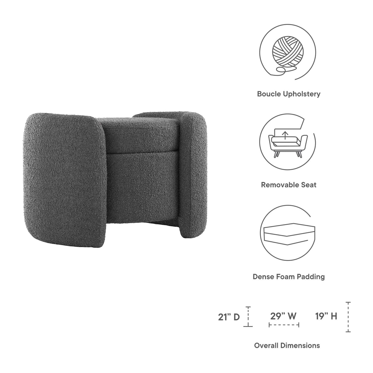 Nebula Boucle Upholstered Ottoman by Modway