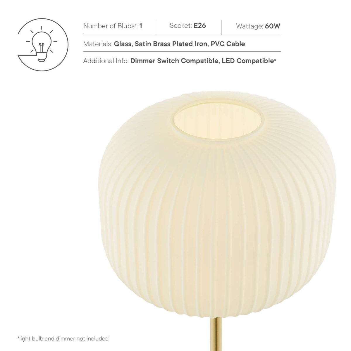Reprise Glass Sphere Glass and Metal Table Lamp by Modway