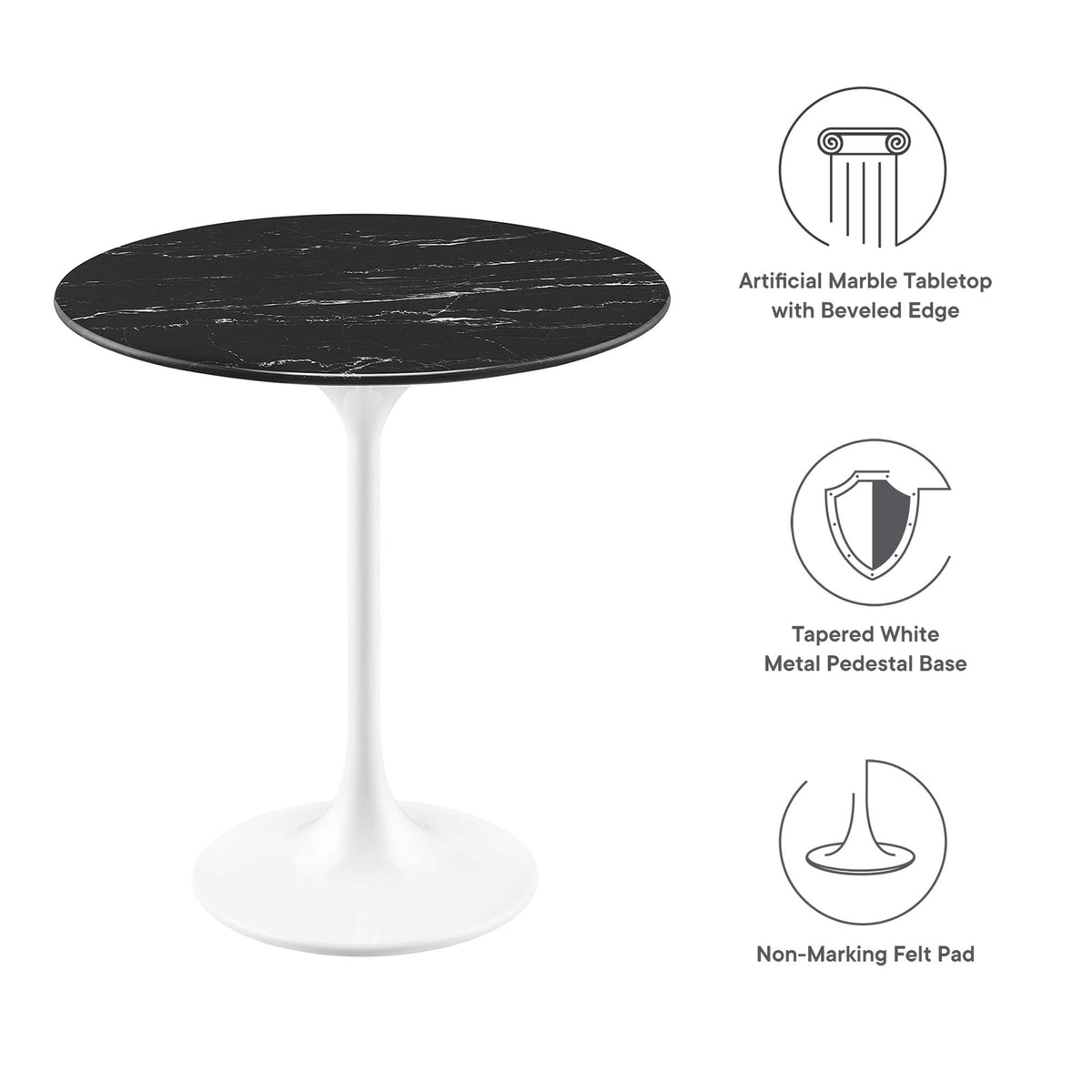 Lippa 20" Round Faux Marble Side Table by Modway