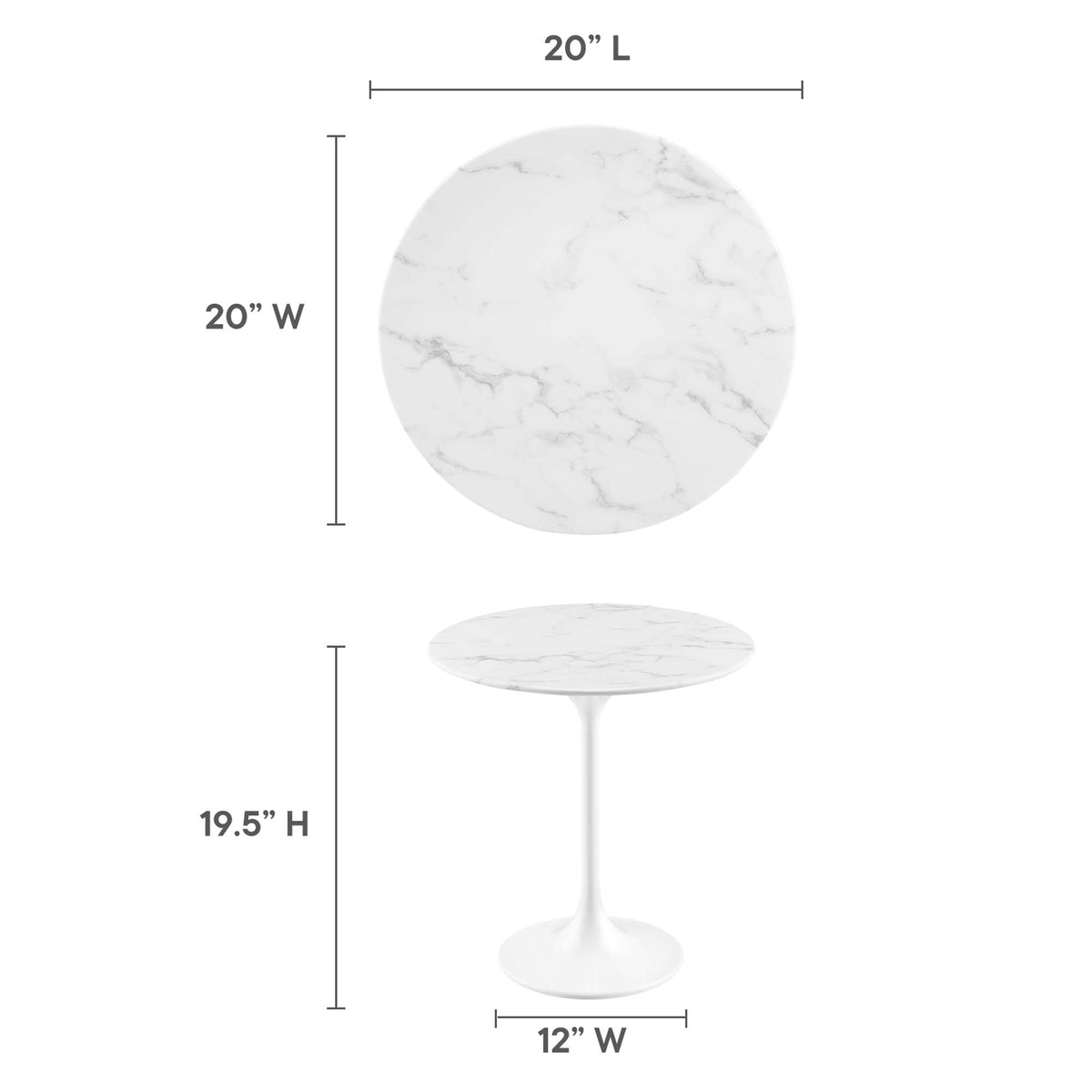 Lippa 20" Round Faux Marble Side Table by Modway