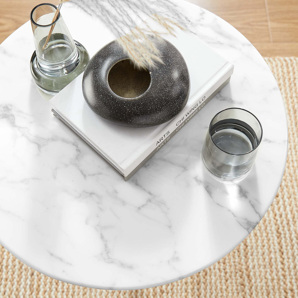 Lippa 20" Round Faux Marble Side Table by Modway