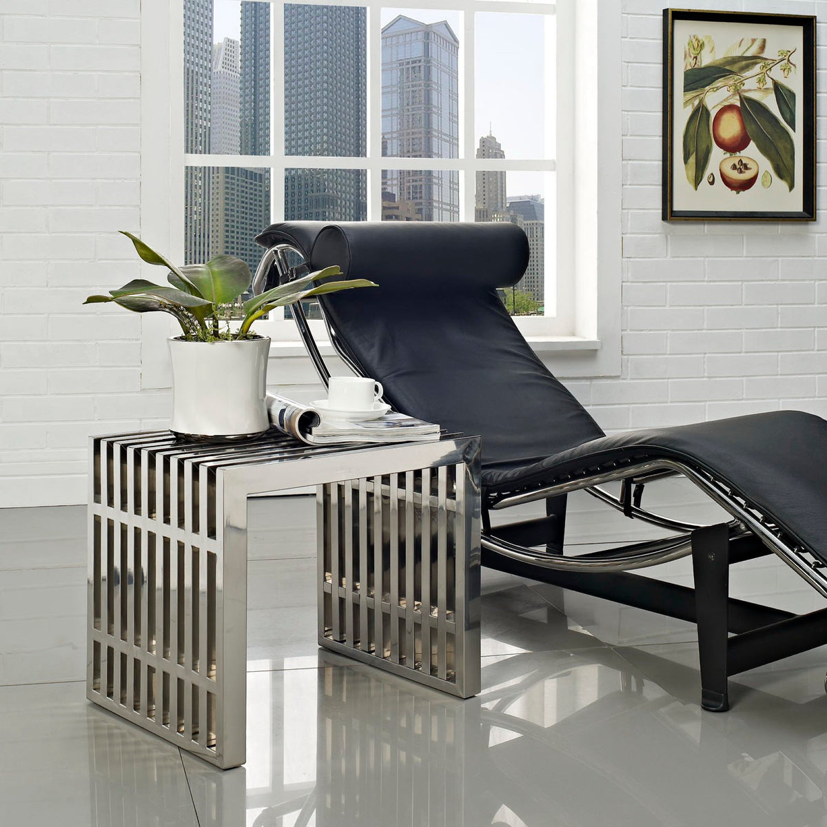 Gridiron Small Stainless Steel Bench by Modway