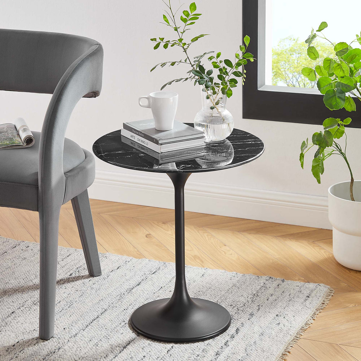 Lippa 20" Round Faux Marble Side Table by Modway