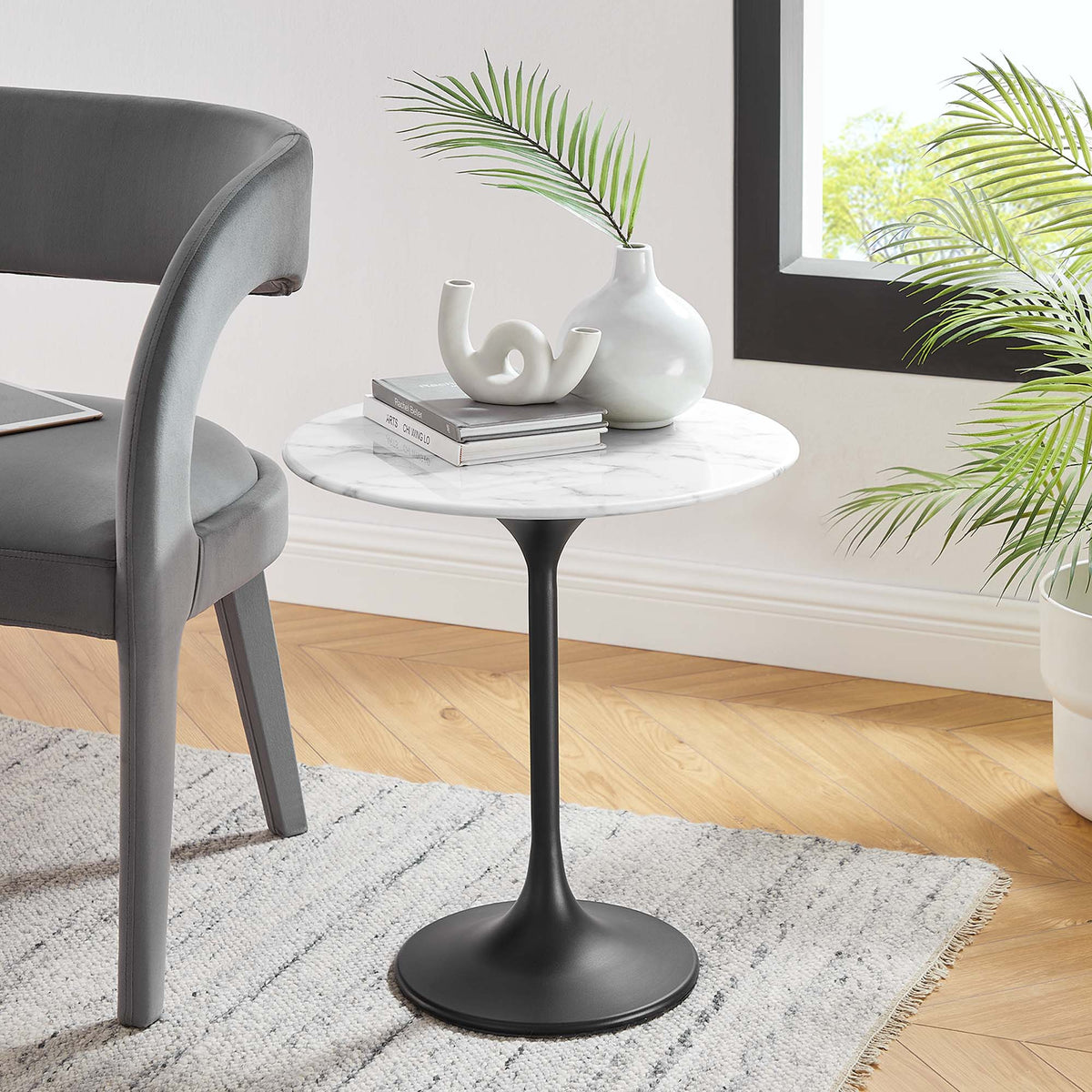 Lippa 20" Round Faux Marble Side Table by Modway