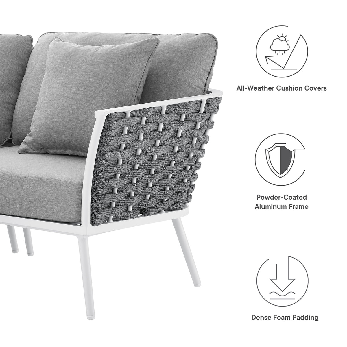 Stance Outdoor Patio Aluminum Small Sectional Sofa by Modway