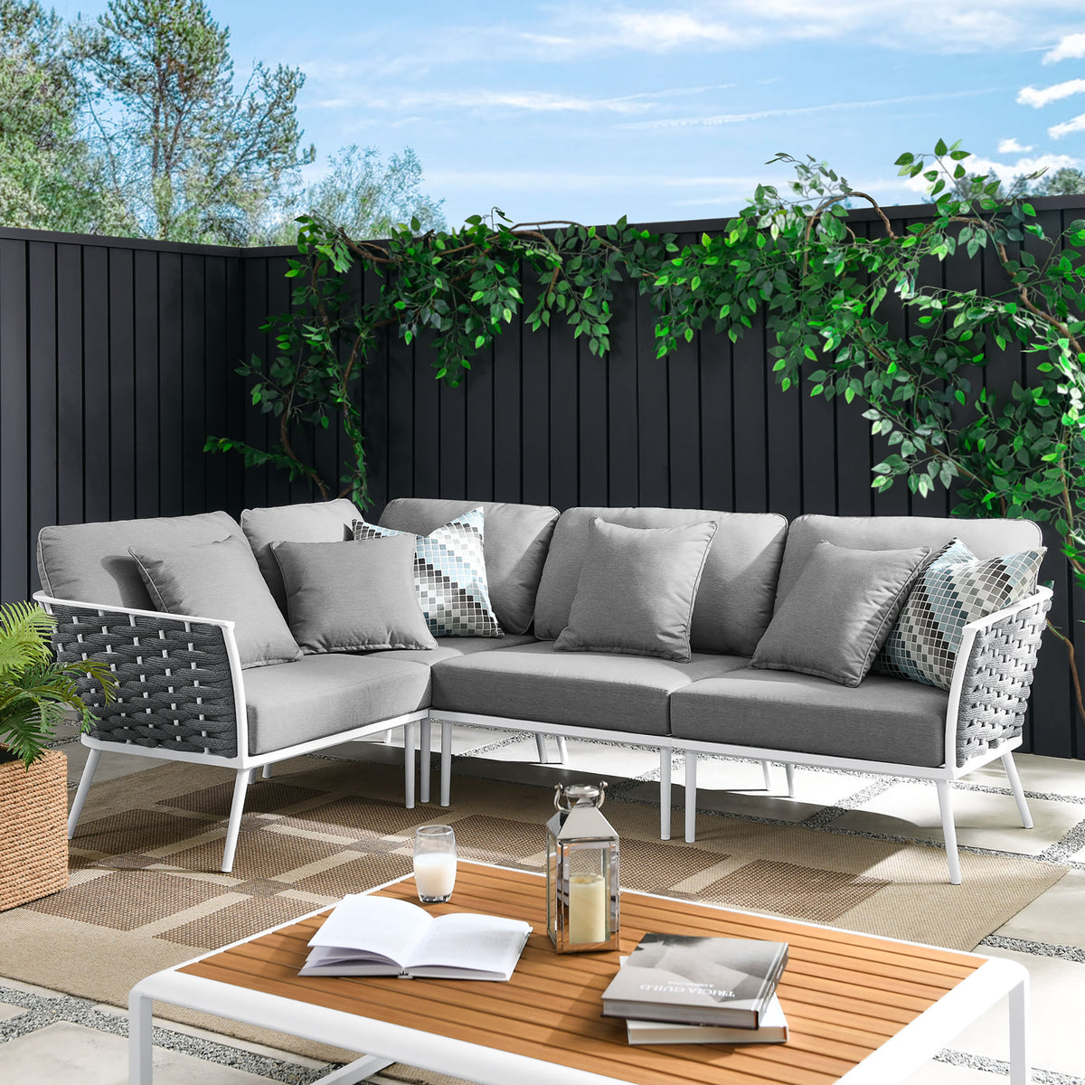 Stance Outdoor Patio Aluminum Large Sectional Sofa by Modway