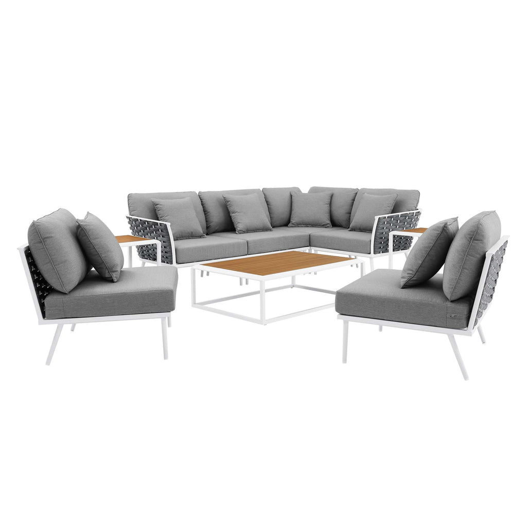 Stance 9 Piece Aluminum Outdoor Patio Aluminum Sectional Sofa Set by Modway