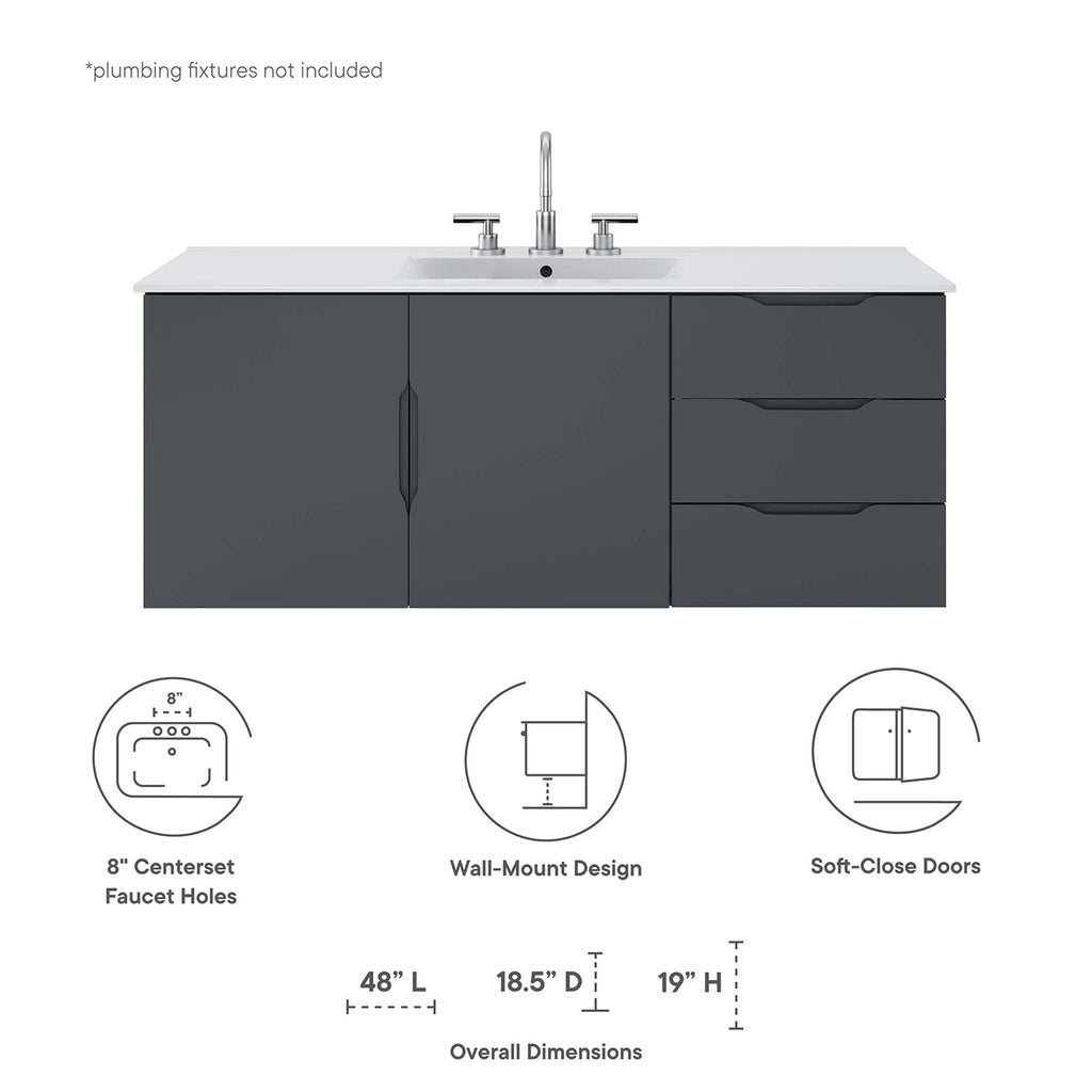 Vitality 48" Single Sink Bathroom Vanity by Modway