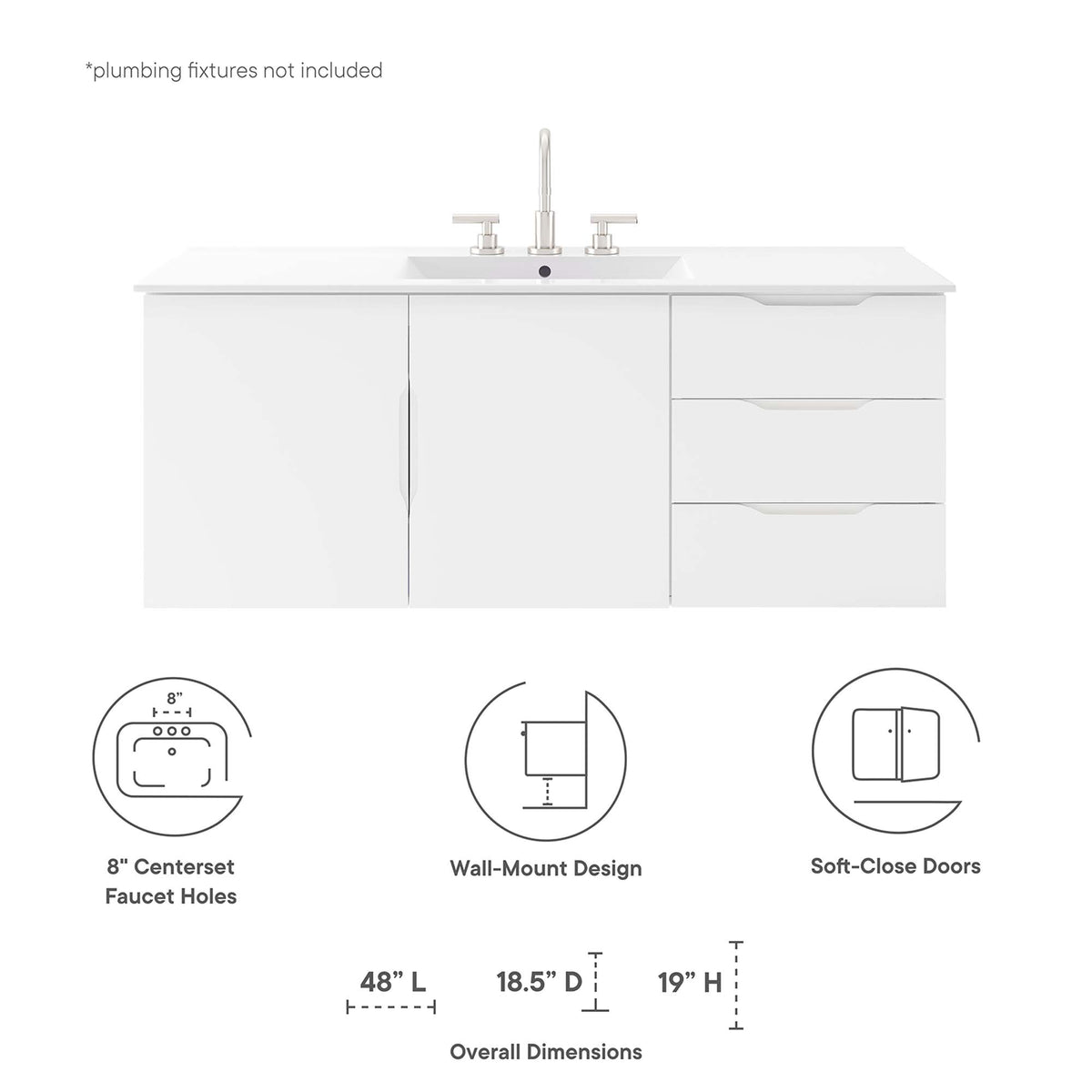 Vitality 48" Single Sink Bathroom Vanity by Modway