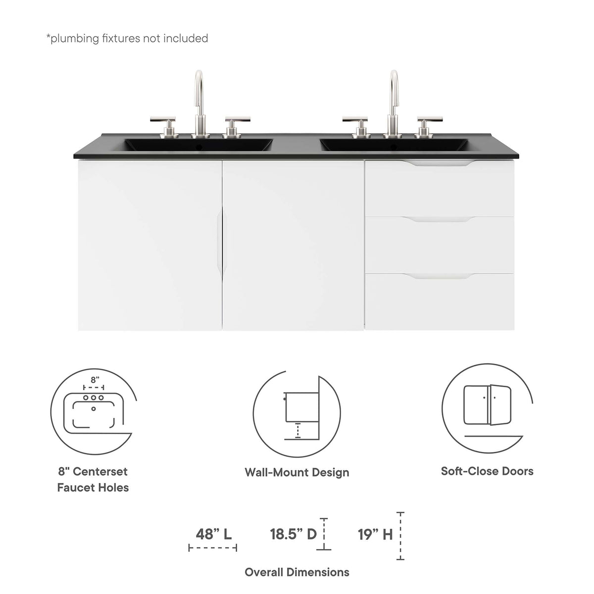 Vitality 48" Double Sink Bathroom Vanity by Modway