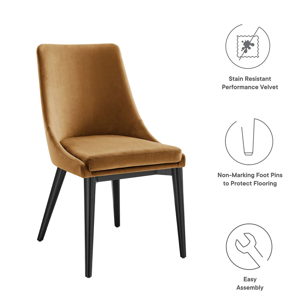 Viscount Accent Performance Velvet Dining Chairs Set of 2 by Modway