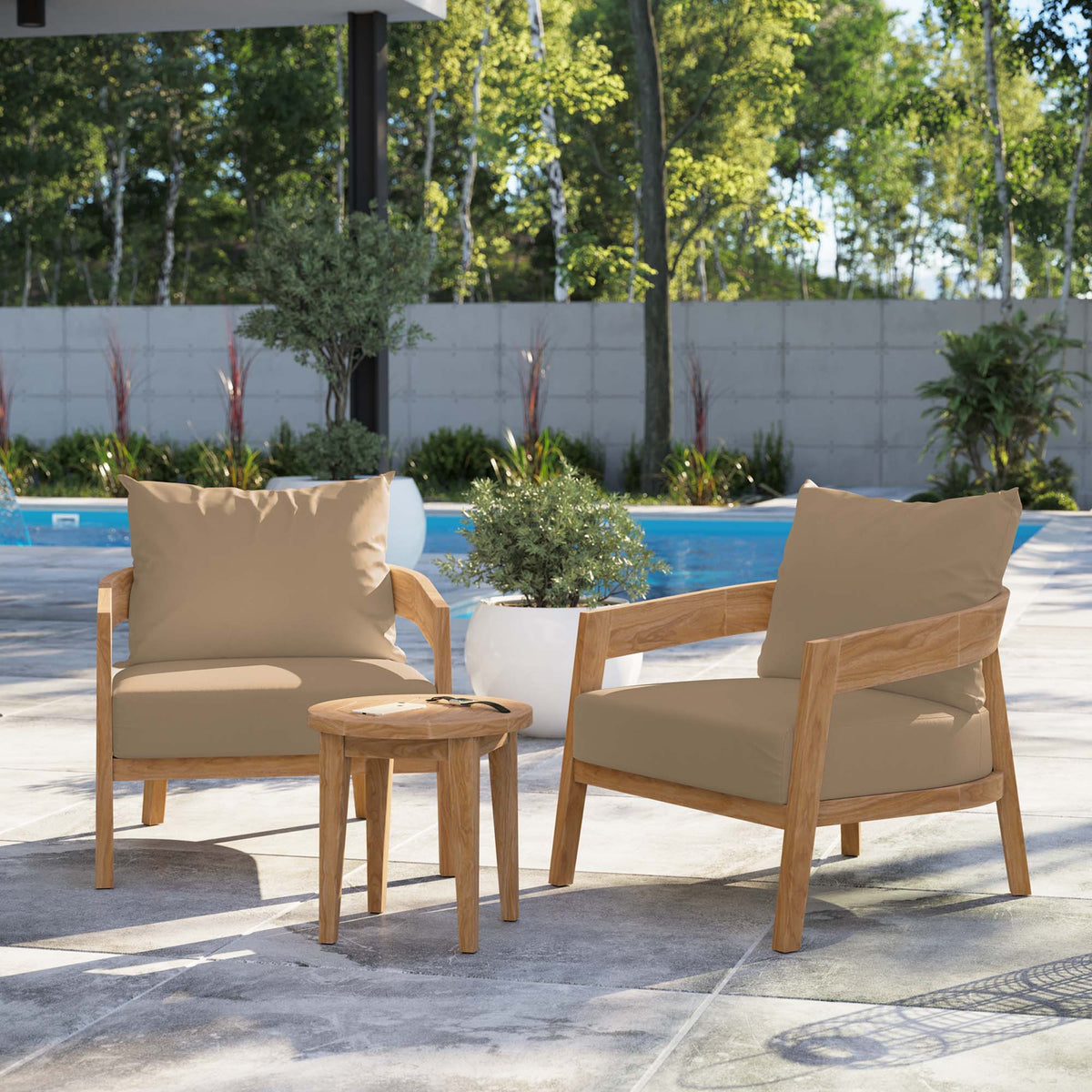 Brisbane 3-Piece Teak Wood Outdoor Patio Set by Modway