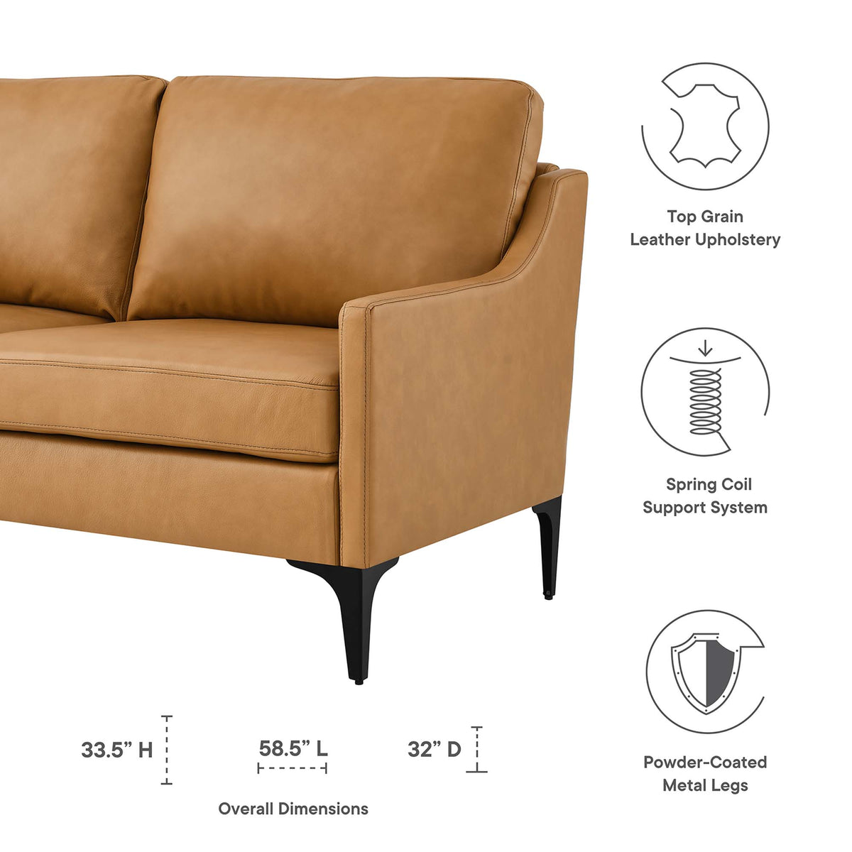 Corland Leather Loveseat by Modway