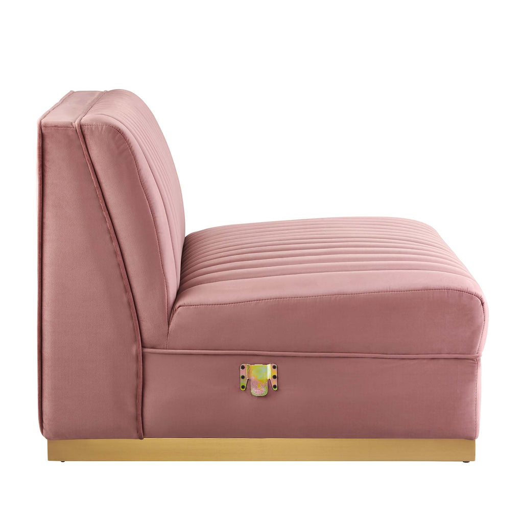 Sanguine Channel Tufted Performance Velvet Modular Sectional Sofa Armless Chair by Modway