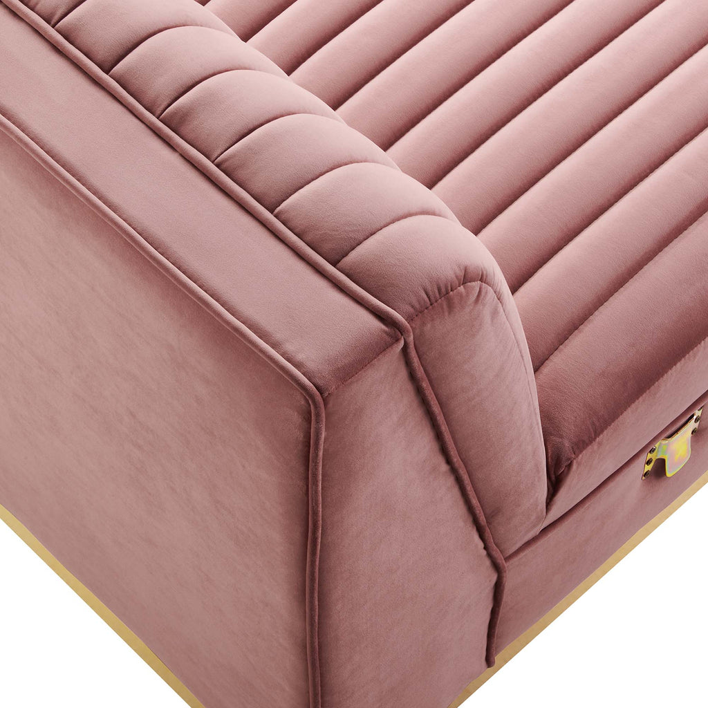 Sanguine Channel Tufted Performance Velvet Modular Sectional Sofa Armless Chair by Modway
