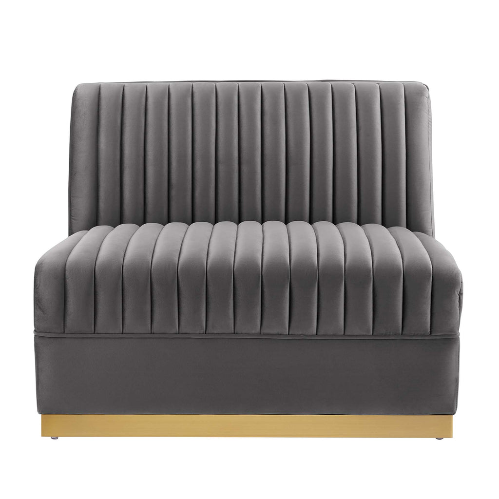 Sanguine Channel Tufted Performance Velvet Modular Sectional Sofa Armless Chair by Modway