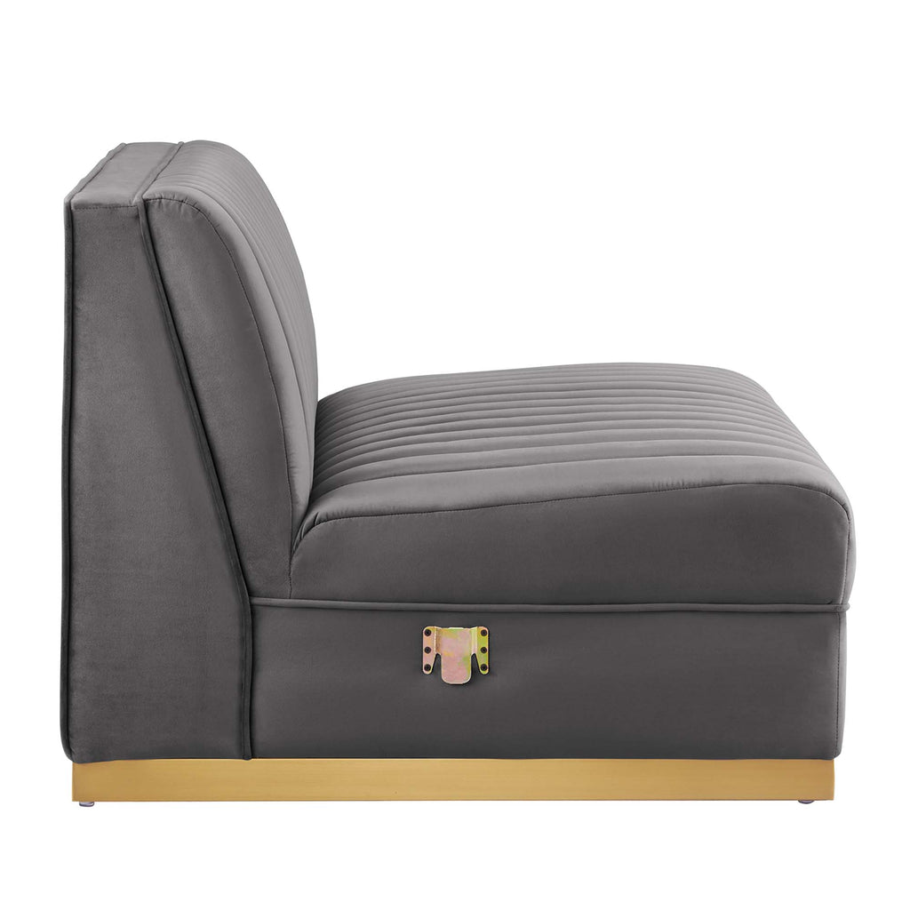 Sanguine Channel Tufted Performance Velvet Modular Sectional Sofa Armless Chair by Modway