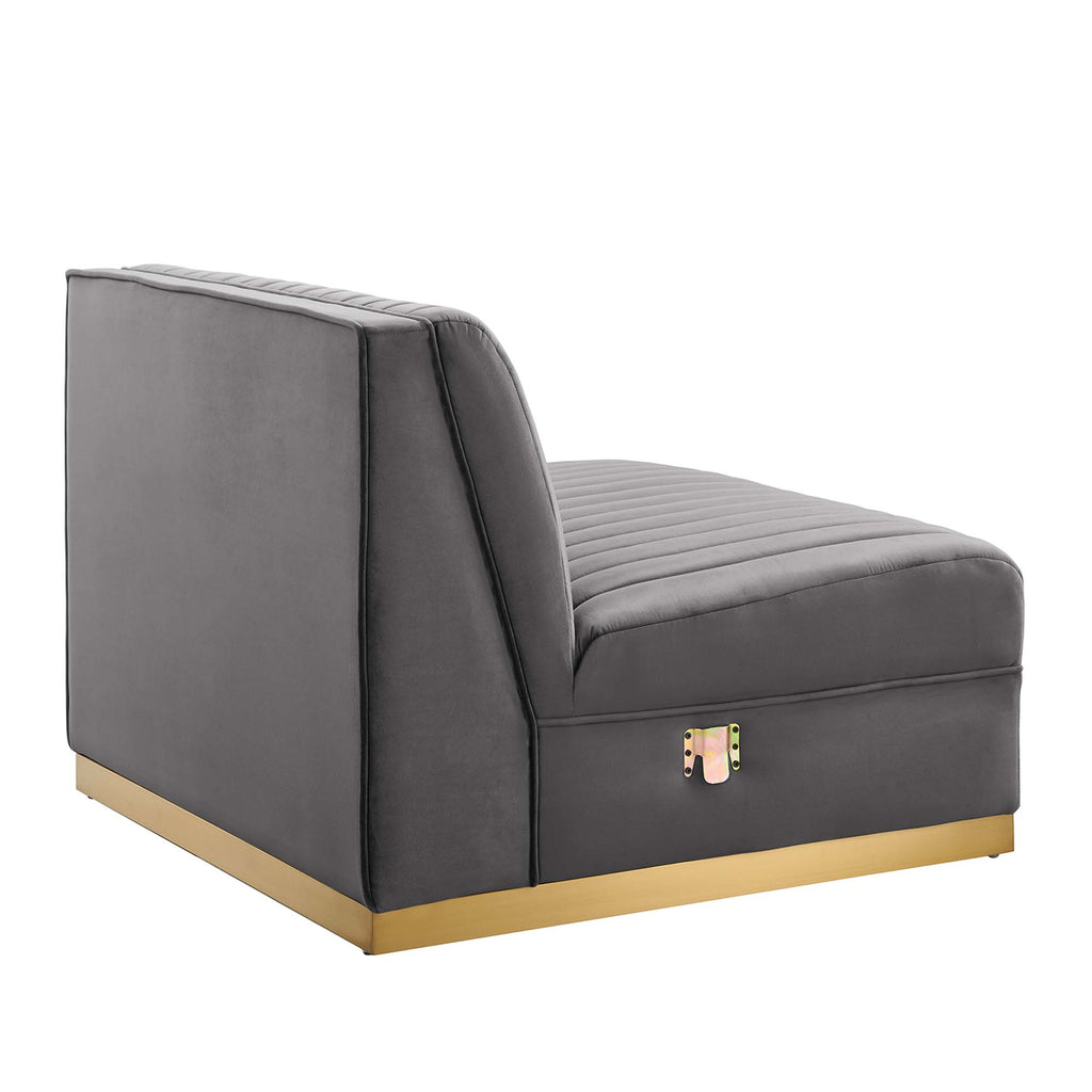 Sanguine Channel Tufted Performance Velvet Modular Sectional Sofa Armless Chair by Modway