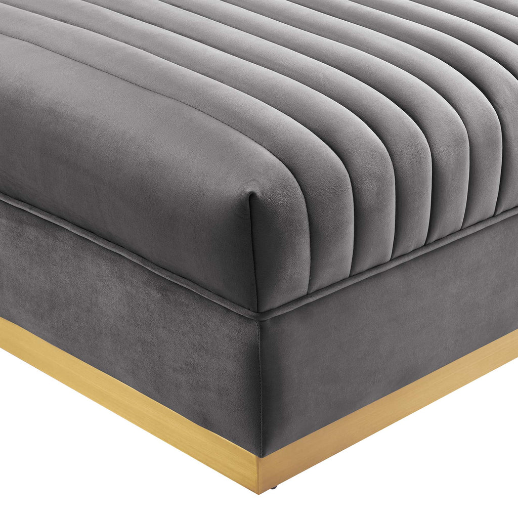 Sanguine Channel Tufted Performance Velvet Modular Sectional Sofa Ottoman by Modway