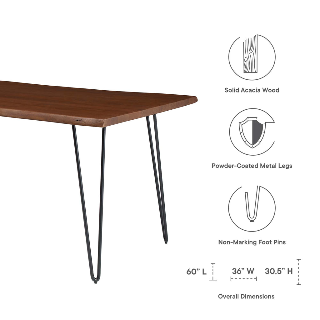 Ardor Live Edge Acacia Wood Acacia Wood Dining Table by Modway