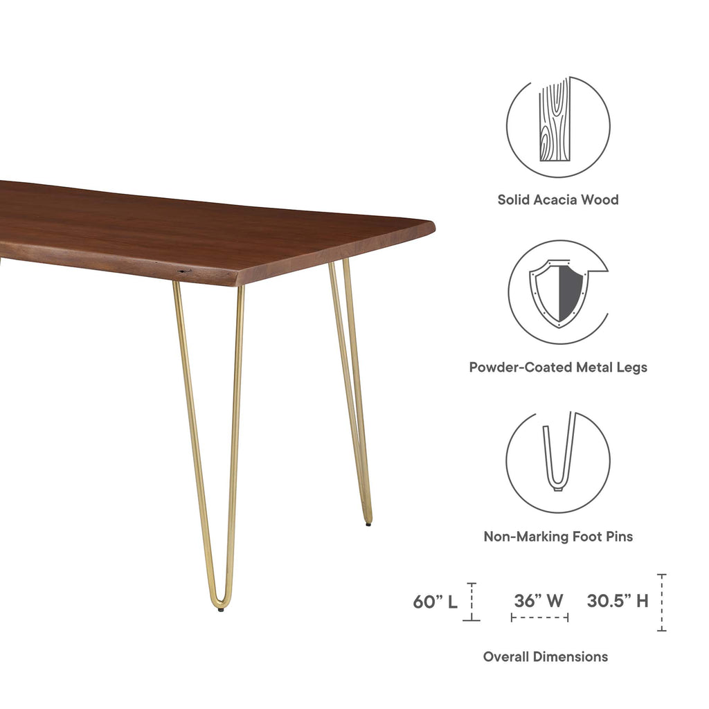 Ardor Live Edge Acacia Wood Acacia Wood Dining Table by Modway