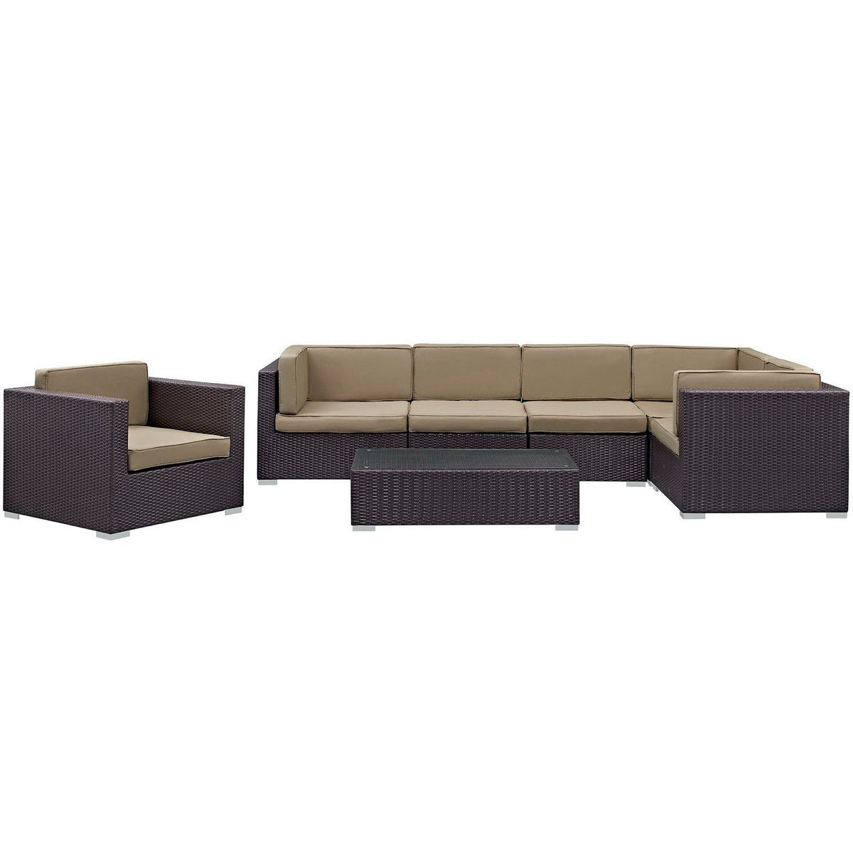 Corona 7 Piece Outdoor Patio Sectional Set by Modway