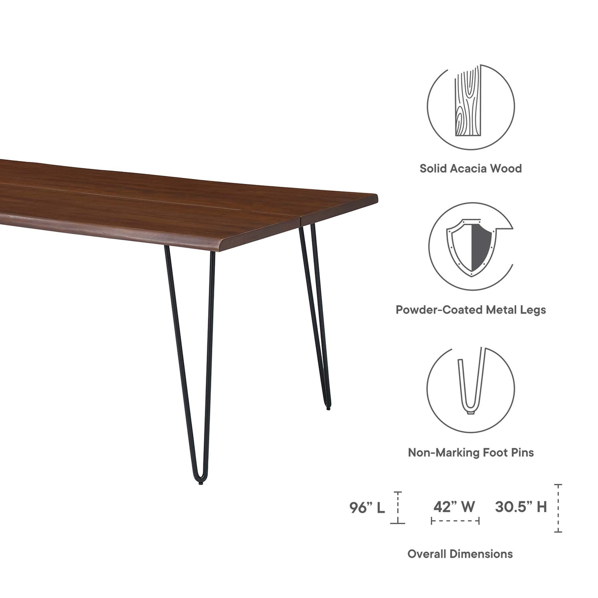 Ardor Live Edge Acacia Wood Acacia Wood Dining Table by Modway