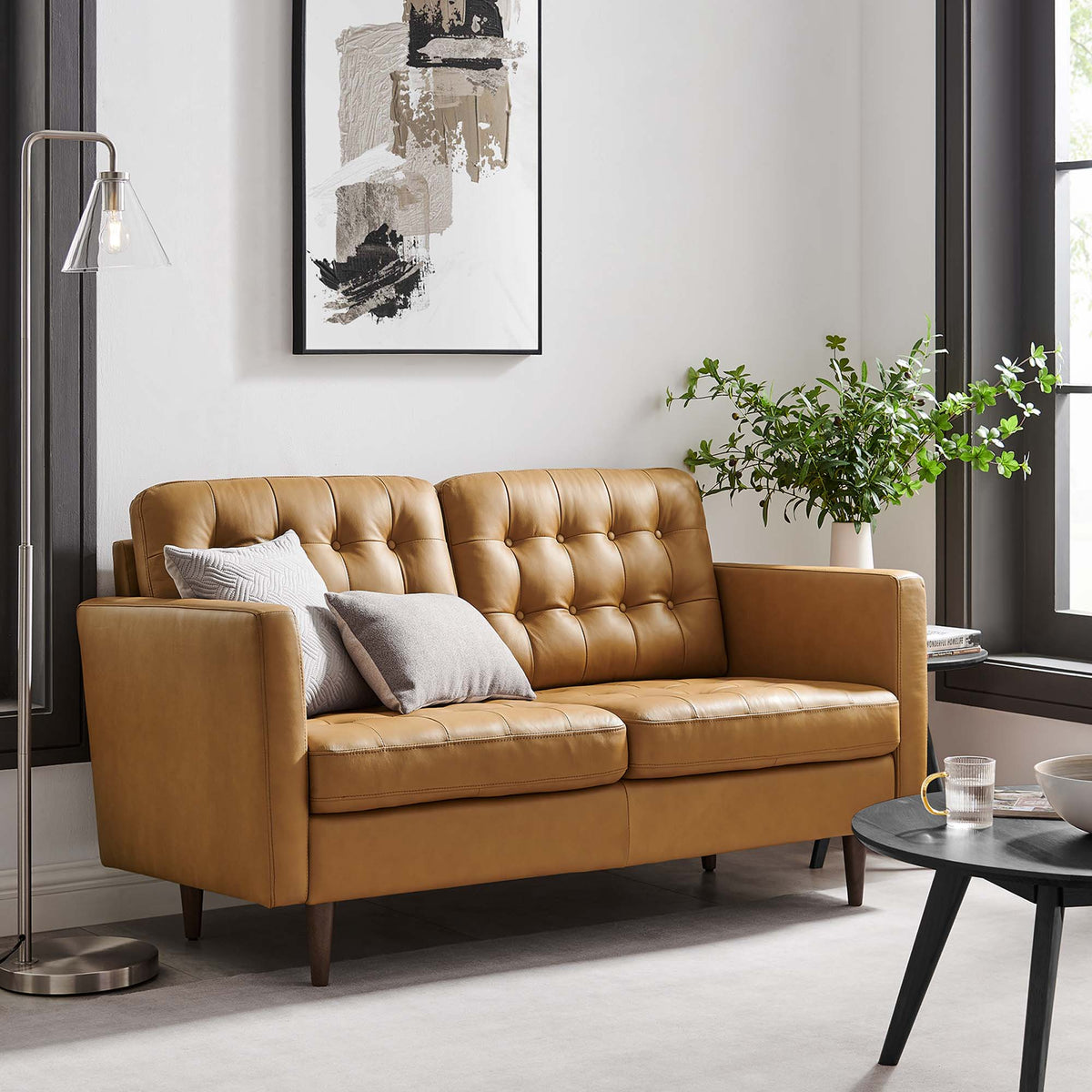 Exalt Tufted Leather Loveseat by Modway