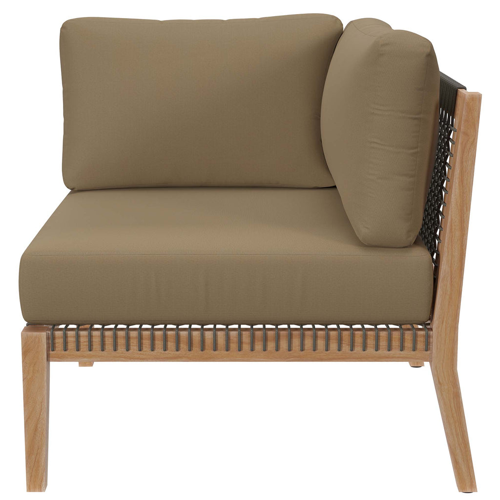 Clearwater 6-Piece Outdoor Patio Teak Wood Sectional Sofa by Modway