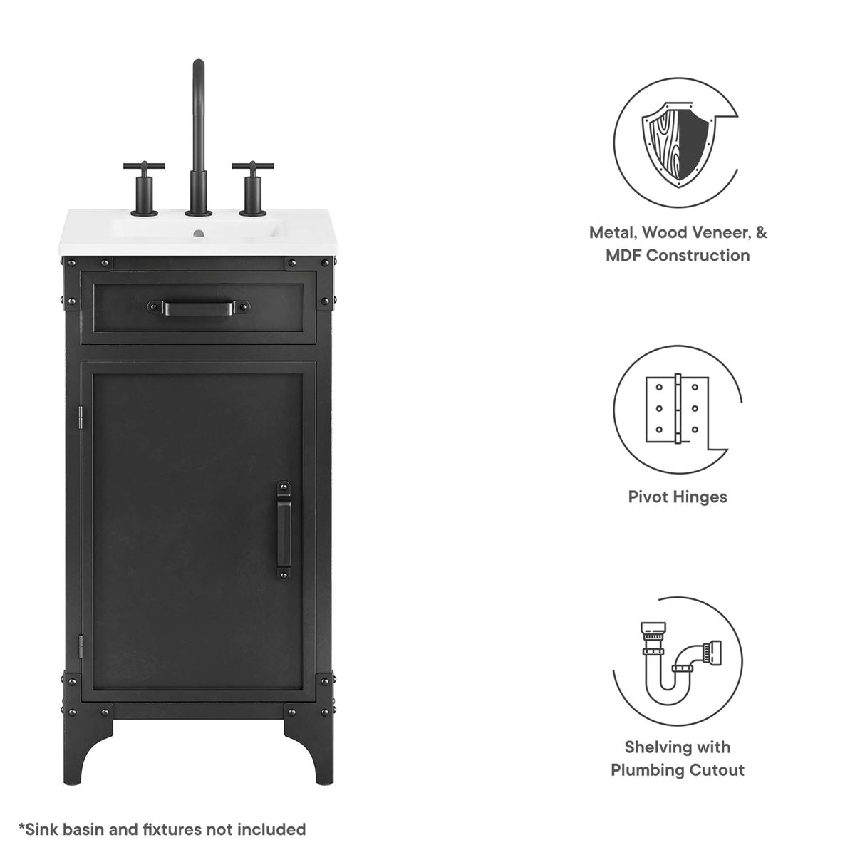 Steamforge Bathroom Vanity Cabinet (Sink Basin Not Included) by Modway