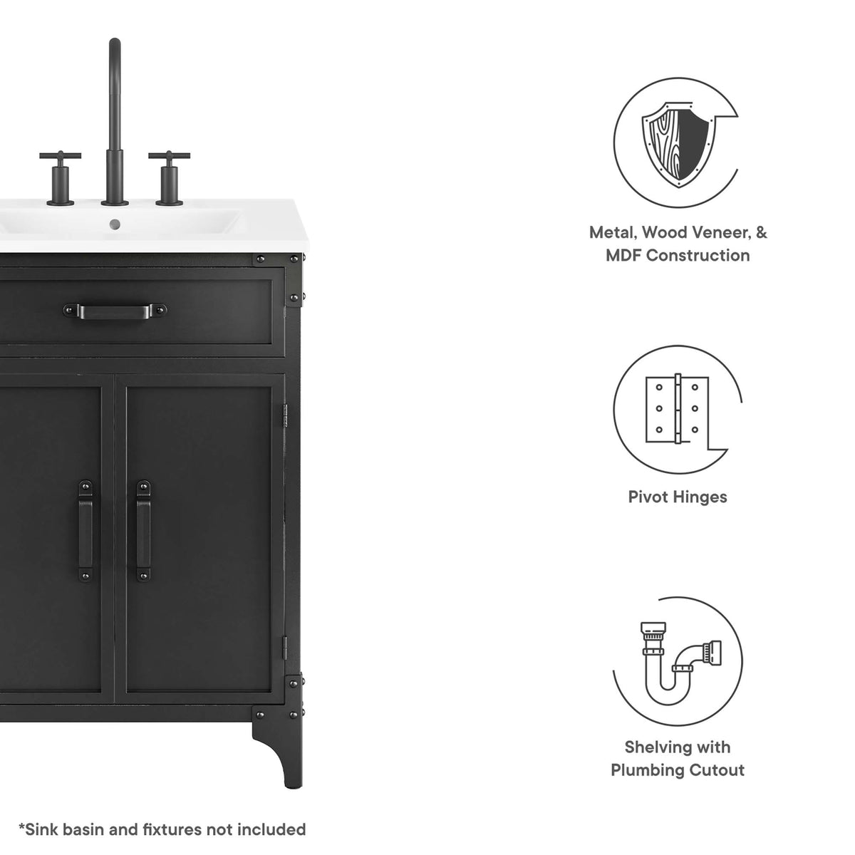 Steamforge Bathroom Vanity Cabinet (Sink Basin Not Included) by Modway