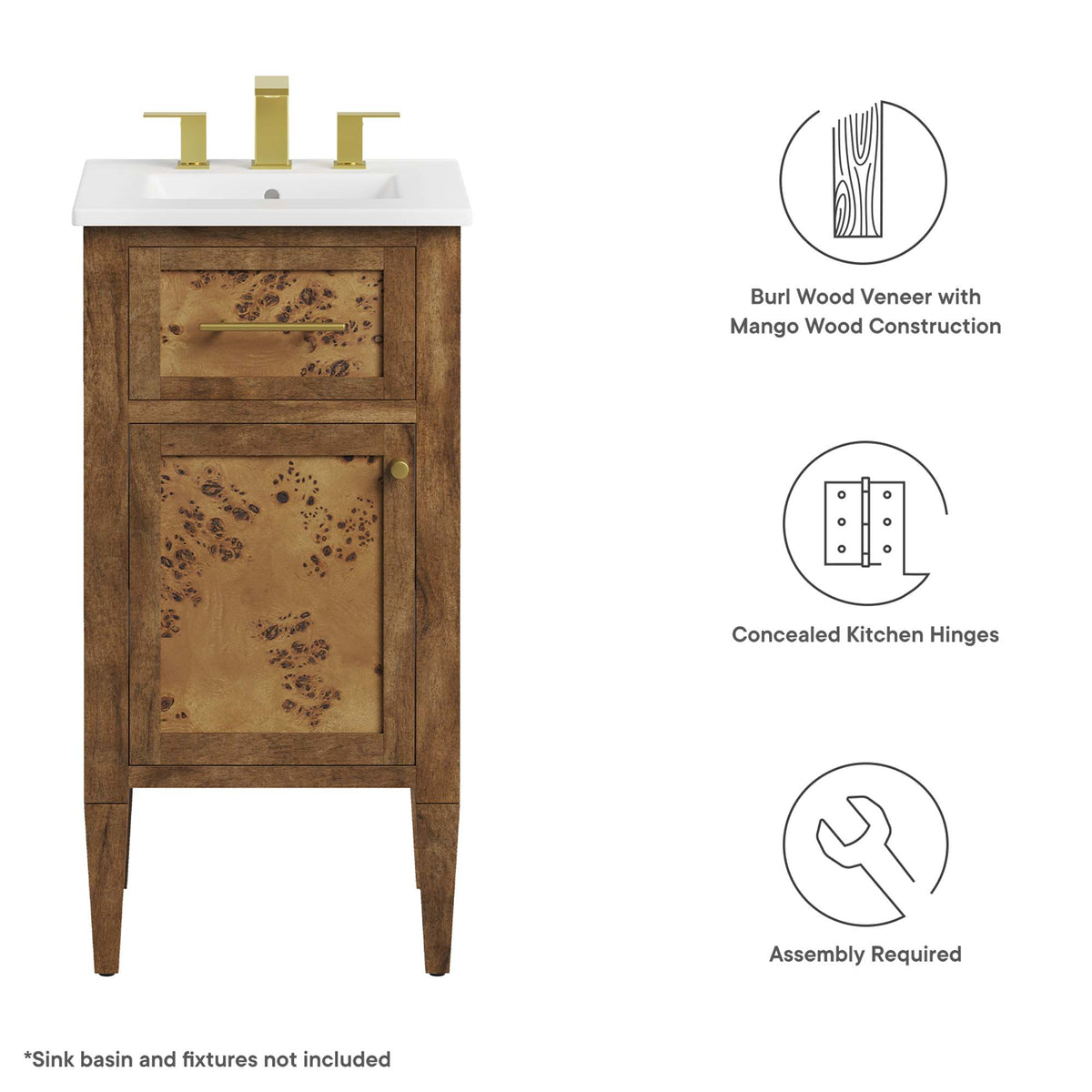 Elysian Wood Bathroom Vanity Cabinet (Sink Basin Not Included) by Modway