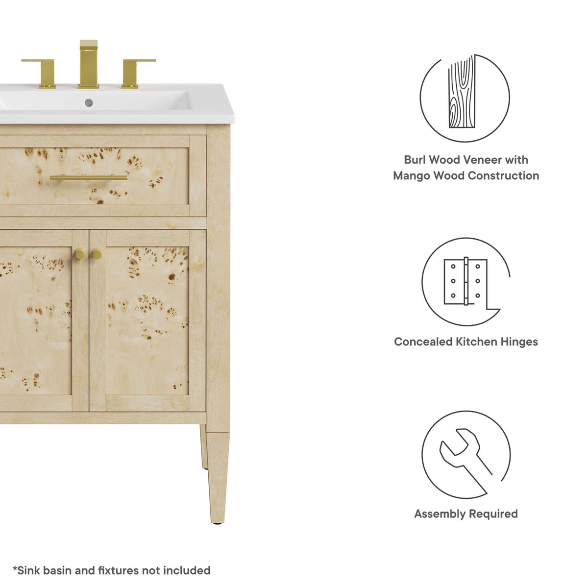 Elysian Wood Bathroom Vanity Cabinet (Sink Basin Not Included) by Modway