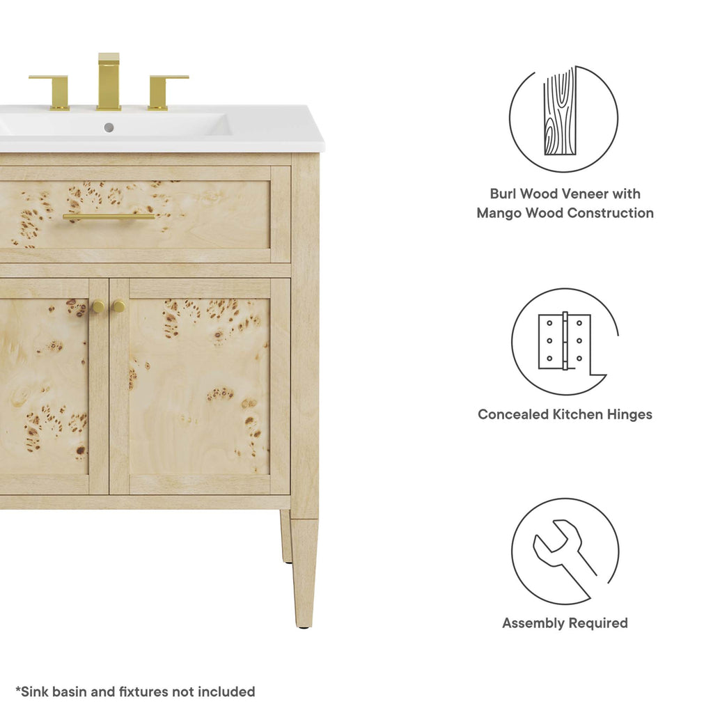 Elysian 30" Bathroom Vanity Cabinet (Sink Basin Not Included) by Modway