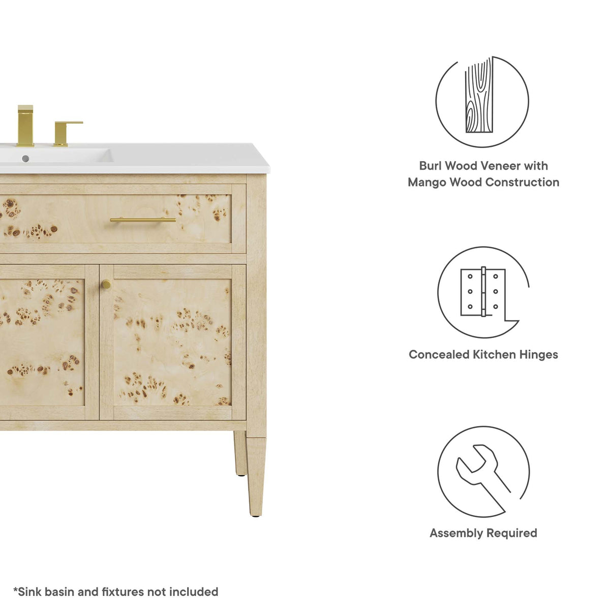 Elysian Wood Bathroom Vanity Cabinet (Sink Basin Not Included) by Modway